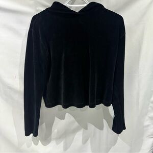 Juicy Couture Black Velour Hoodie Rhinestone Logo